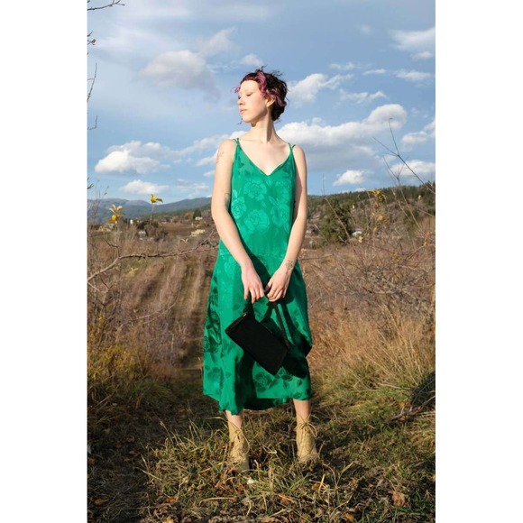 Rachel Comey Halstatt slip dress size 6 emerald green‎ floral midi $538